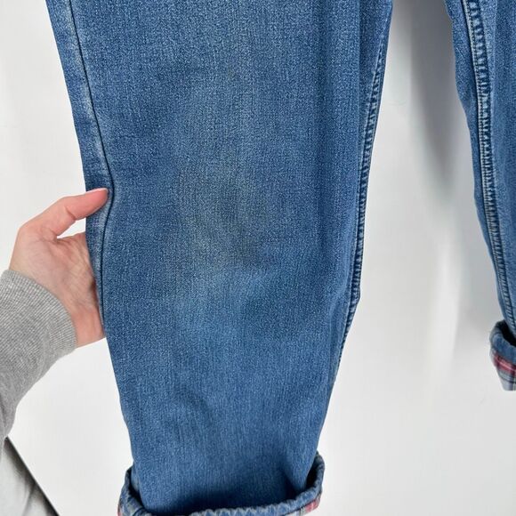 *Vintage Y2K Gap Loose Fit Plaid Flannel Lined Jeans Chore Worn Size 22 SHORT - Picture 4 of 15